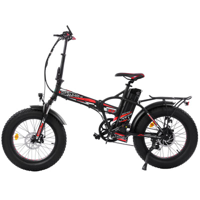 Ecotric 48V Fat Tire Portable and Folding Electric Bike with color LCD display-Black and Red