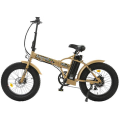 Ecotric 48V Gold Portable and Folding Fat Ebike with LCD Display