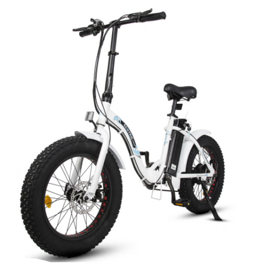 Ecotric white portable and folding fat bike model Dolphin