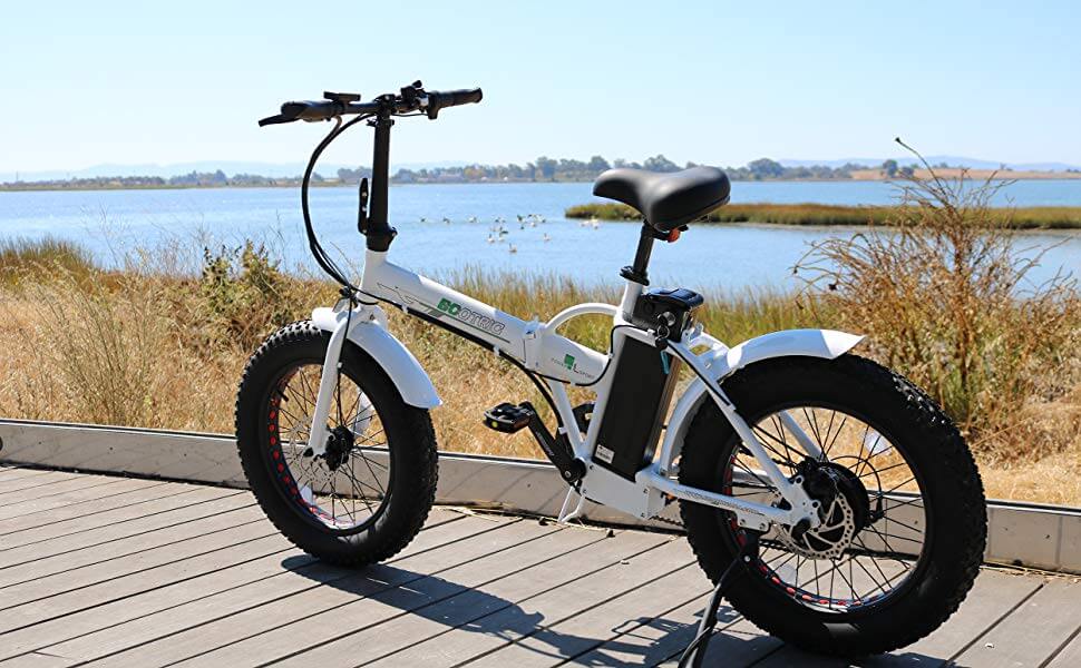 Ecotric White Fat Tire Portable and Folding Electric Bike