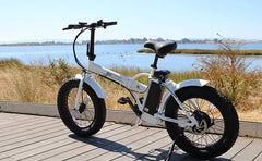Ecotric White Fat Tire Portable and Folding Electric Bike