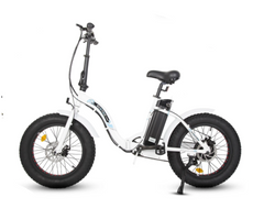 Ecotric white portable and folding fat bike model Dolphin