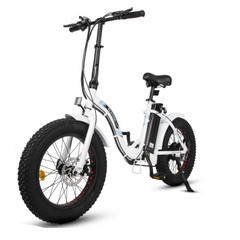 Ecotric white portable and folding fat bike model Dolphin